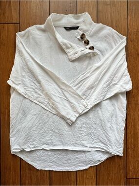 Zara Women’s Off-white Button-Shoulder LinenTunic  Size XS